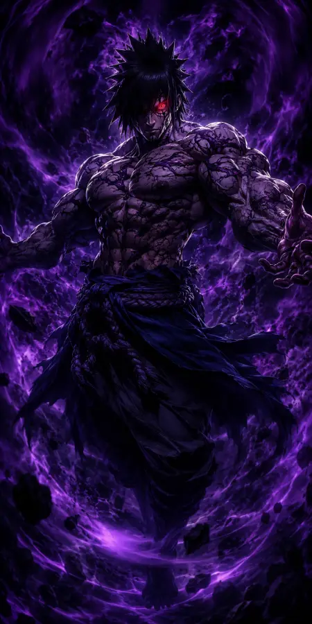 Sasuke Uchiha Unleashing Purple Curse Energy 4K wallpaper for desktop and mobile - Pixbee