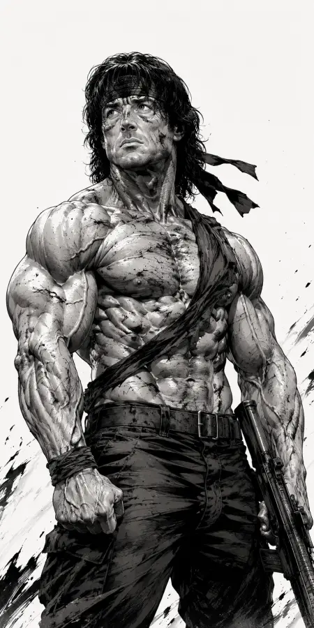 "Scars Fade, Legends Don’t." ⚫🔥 - John Rambo 4K wallpaper for desktop and mobile - Pixbee