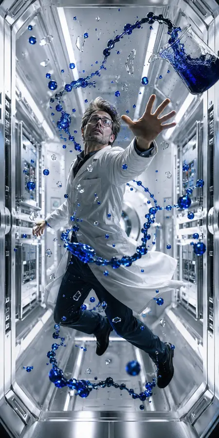 Scientist Floating In Zero Gravity Splash — ue5 phone wallpaper