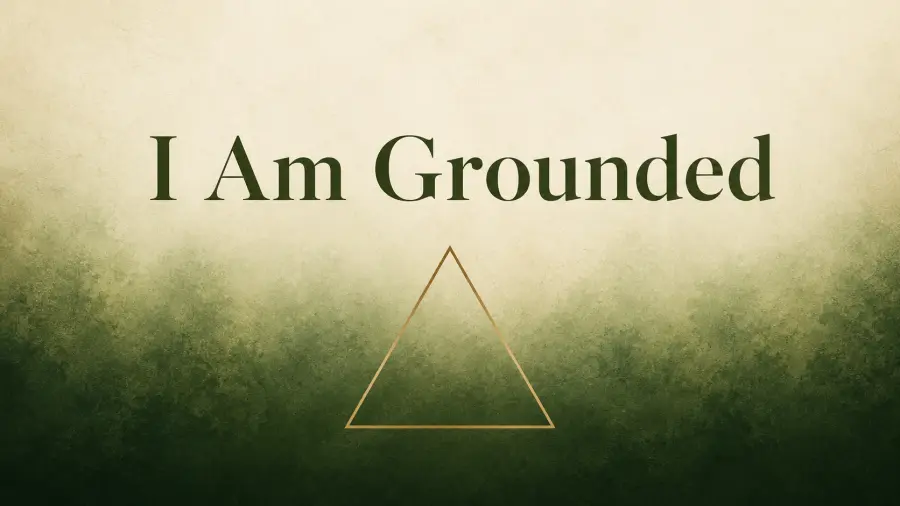 Serif Typography Reading I Am Grounded Above a Fine Gold Triangle Over a Grungy Green Gradient Wall 4K wallpaper for desktop and mobile - Pixbee