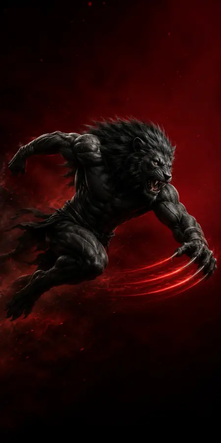 Shadow Lion — Crimson Fury Strike 4K wallpaper for desktop and mobile - Pixbee