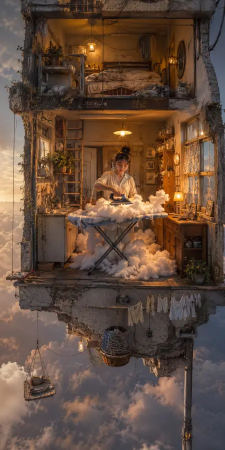 “She built a home so gentle, even the clouds stayed to rest.” 4K wallpaper for desktop and mobile - Pixbee