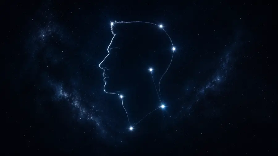 Side Profile Constellation of Cristiano Ronaldo Against a Starry Nebula 4K wallpaper for desktop and mobile - Pixbee