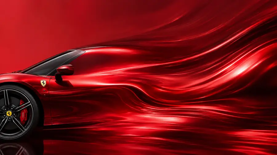 Side View Profile of a Red Ferrari Blending Into Motion Blur Streaks 4K wallpaper for desktop and mobile - Pixbee