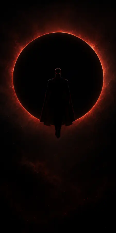 Silhouette Floating Man Over Giant Solar Eclipse 4K wallpaper for desktop and mobile - Pixbee