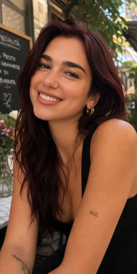 Smiling Dua Lipa with Auburn Hair 4K wallpaper for desktop and mobile - Pixbee