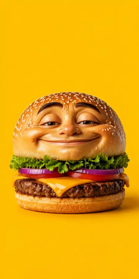 Smug Burger — Too Tasty to Care. 4K wallpaper for desktop and mobile - Pixbee