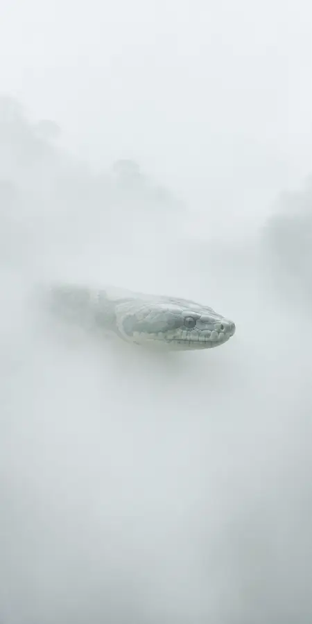 Snake Emerging From Thick White Fog — iphone wallpapers phone wallpaper
