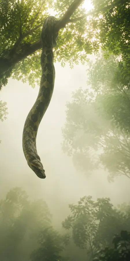 Snake Hanging Down From Jungle Tree — iphone wallpapers phone wallpaper