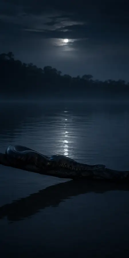 Snake Resting On Branch Under Moonlight — iphone wallpapers phone wallpaper