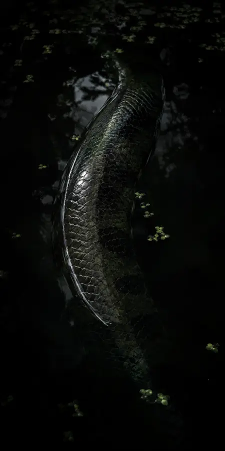 Snake Swimming Dark Water Surface Macro — iphone wallpapers phone wallpaper