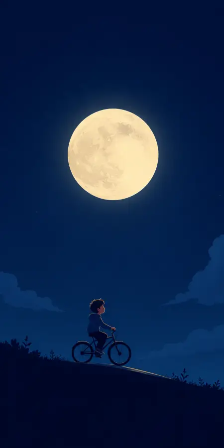 Some rides aren’t about reaching somewhere… they’re about feeling the moonlight beside you 🌕🚲 4K wallpaper for desktop and mobile - Pixbee