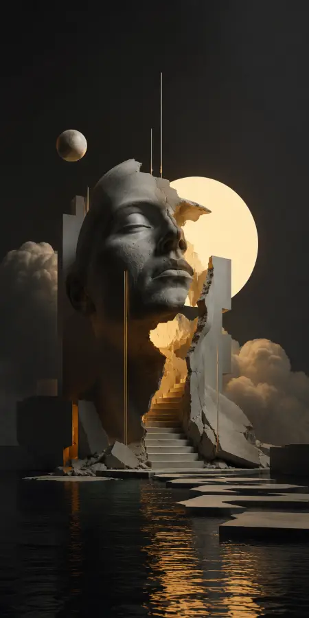 “Sometimes you must break apart… to discover the staircase hidden within you. 🌓✨” 4K wallpaper for desktop and mobile - Pixbee