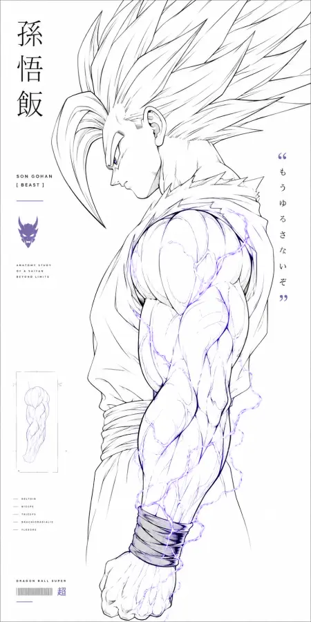 Son Gohan Beast Anatomy Line Sketch 4K wallpaper for desktop and mobile - Pixbee
