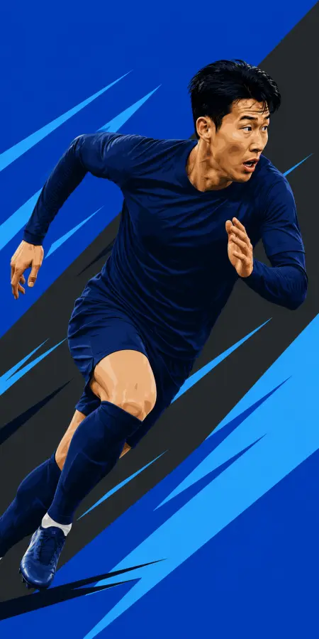 Son Heung Min Dynamic Sprint Vector Illustration — football phone wallpaper