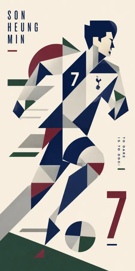 Son Heung Min Geometric Cubism Abstract Art Poster — football phone wallpaper