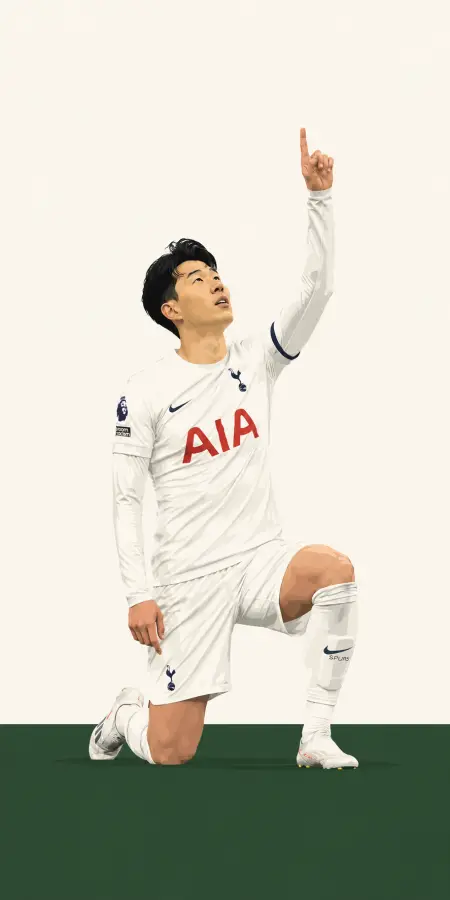 Son Heung Min Kneeling Pointing Sky Celebration Art — football phone wallpaper