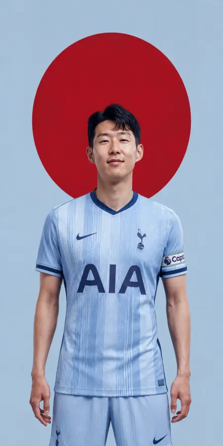 Son Heung Min Light Blue Jersey Studio Portrait — football phone wallpaper