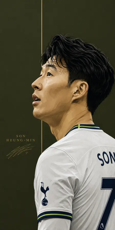 Son Heung Min Looking Up Vector Portrait — football phone wallpaper