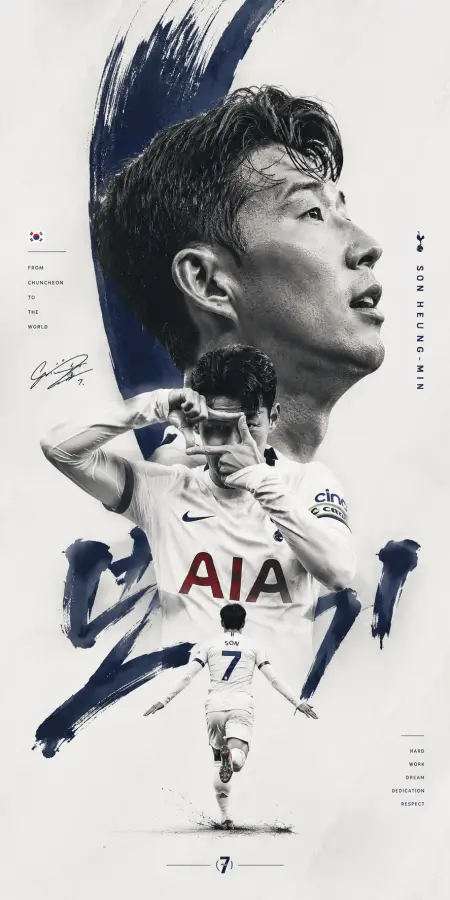 Son Heung Min Multi Pose Artistic Collage Poster — football phone wallpaper