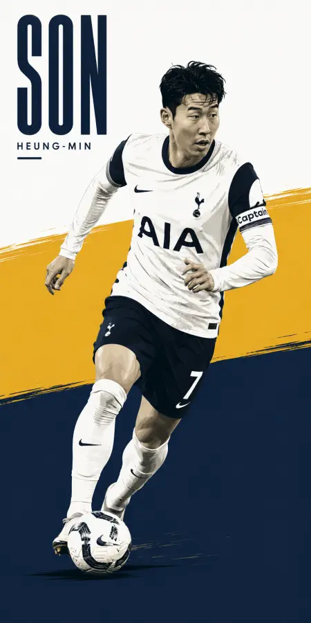 Son Heung Min Running With Football Vector Illustration — football phone wallpaper