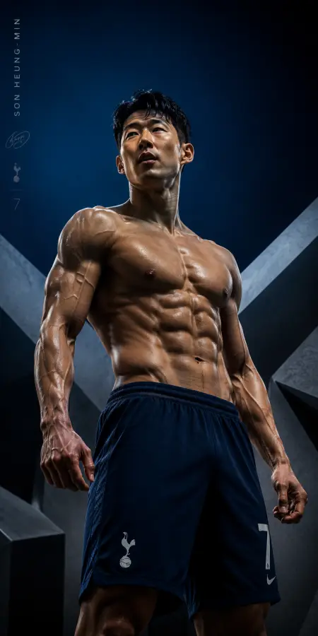 Son Heung Min Shirtless Muscular Physique Poster — football phone wallpaper