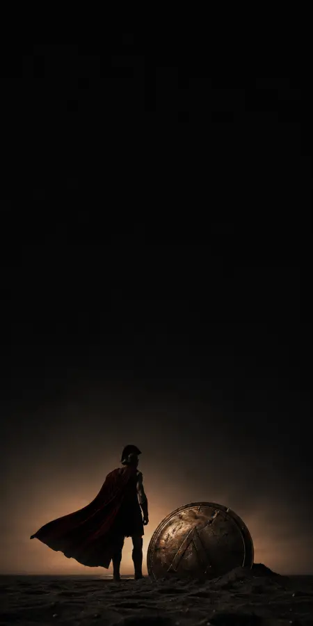 Spartan King Leonidas Beside Ancient Bronze Shield — iphone wallpapers phone wallpaper
