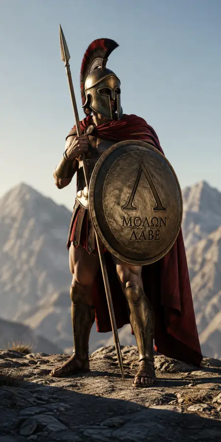 Spartan King Leonidas Holding Shield And Spear — iphone wallpapers phone wallpaper