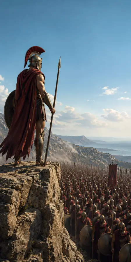 Spartan King Leonidas Overlooking Giant Army — iphone wallpapers phone wallpaper