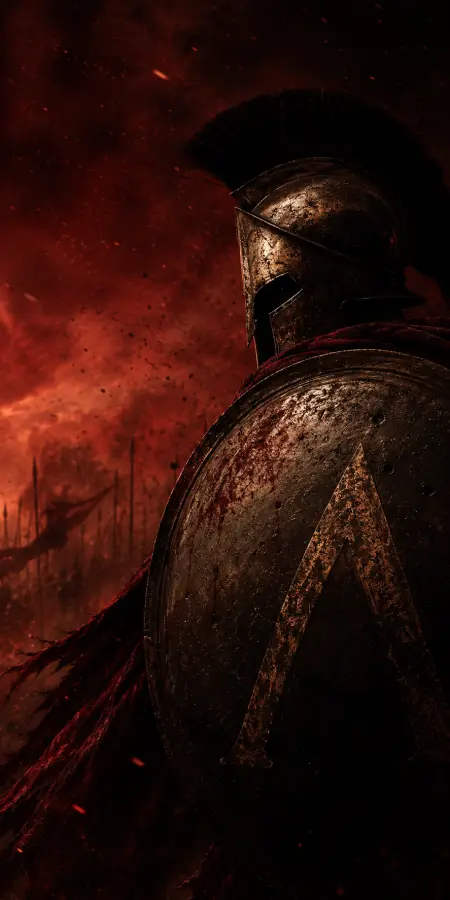 Spartan Shield And Helmet In Battle — iphone wallpapers phone wallpaper