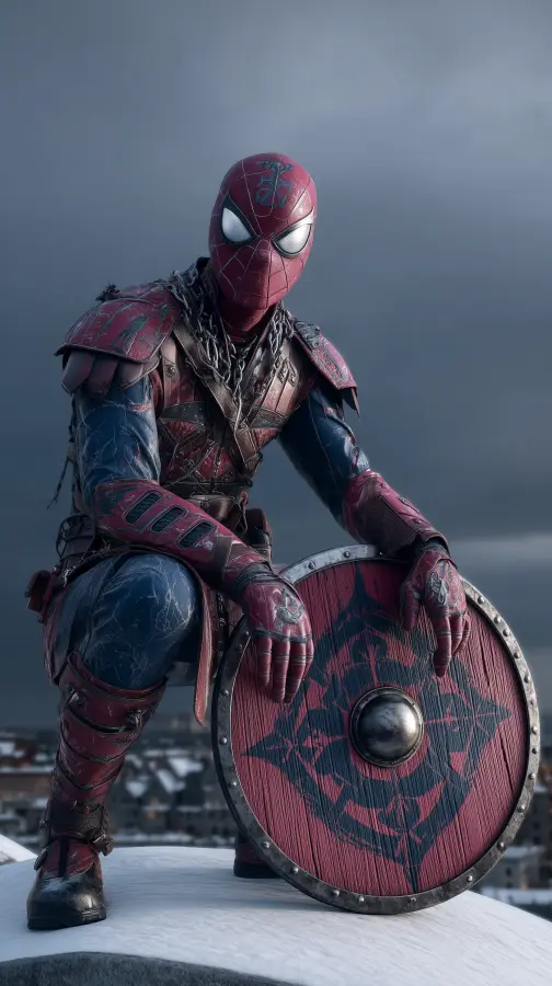 Spider-Man — The Frostbound Shield Guardian - Marvel 4K wallpaper for desktop and mobile - Pixbee