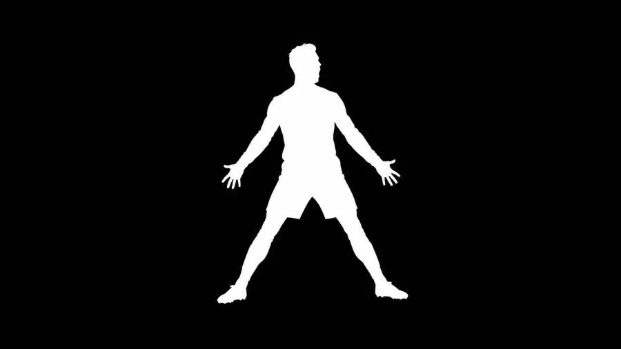 Stark White Silhouette of Cristiano Ronaldo Iconic Siuuu Celebration on Black Backdrop 4K wallpaper for desktop and mobile - Pixbee
