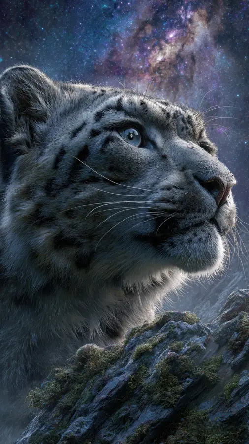 Starlight Snow Leopard 4K wallpaper for desktop and mobile - Pixbee