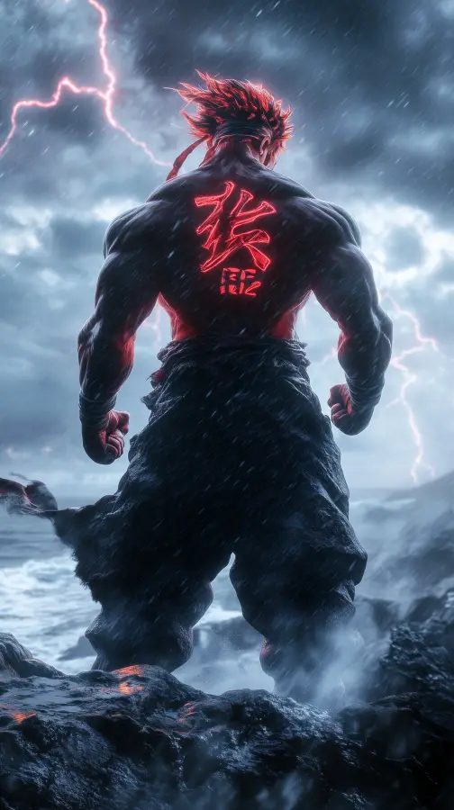 Storm Fueled Demon Warrior - Akuma 4K wallpaper for desktop and mobile - Pixbee