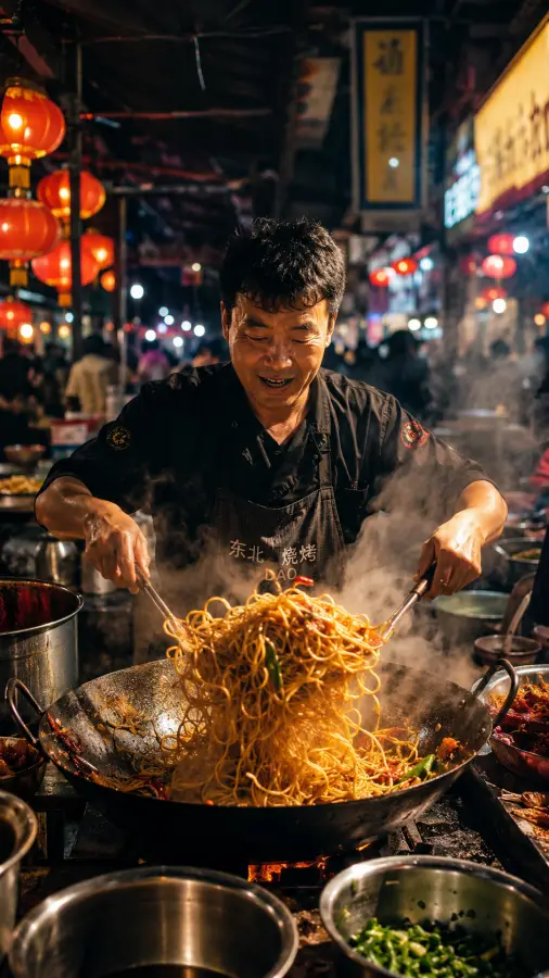 “Street food magic served fresh off the flame.” 4K wallpaper for desktop and mobile - Pixbee