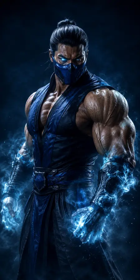 Sub Zero Mortal Kombat Blue Ice 4K wallpaper for desktop and mobile - Pixbee