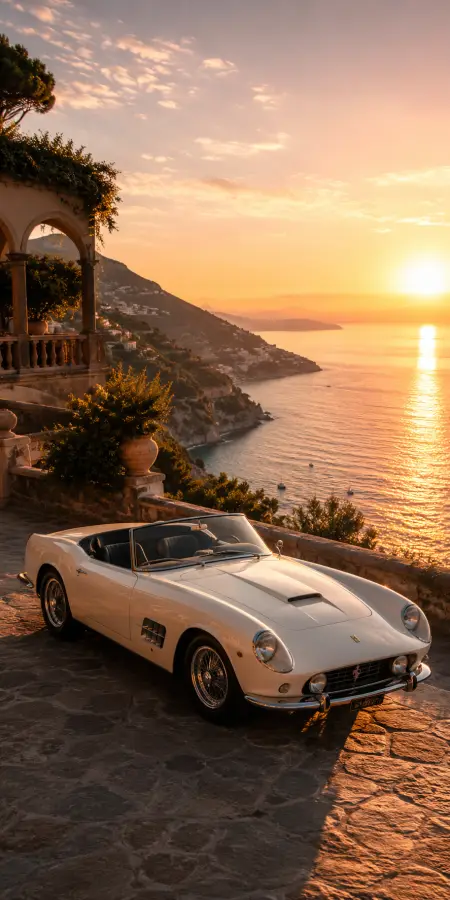 “Sunset views and timeless drives. 🌅🚘” 4K wallpaper for desktop and mobile - Pixbee