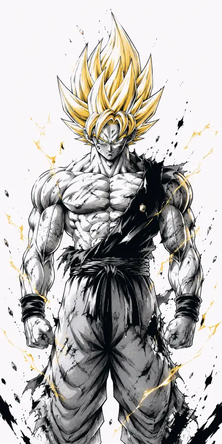 Super Saiyan Goku: “Calm face… world-ending aura.” 4K wallpaper for desktop and mobile - Pixbee