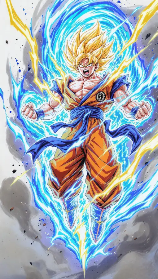 Super Saiyan Goku Power Surge With Lightning Aura - Goku 4K wallpaper for desktop and mobile - Pixbee