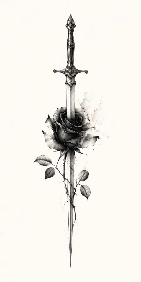 Sword Piercing Through Black Rose Flower — iphone wallpapers phone wallpaper