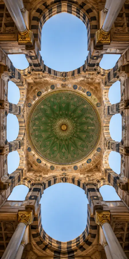 Symmetrical View Of Islamic Mosque Ceiling — islamic wallpaper phone wallpaper