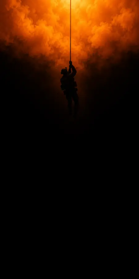 Tactical Soldier Fast Roping From Smoke — ue5 phone wallpaper