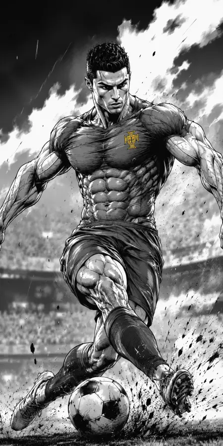 The Iron Striker - Cristiano ronaldo 4K wallpaper for desktop and mobile - Pixbee