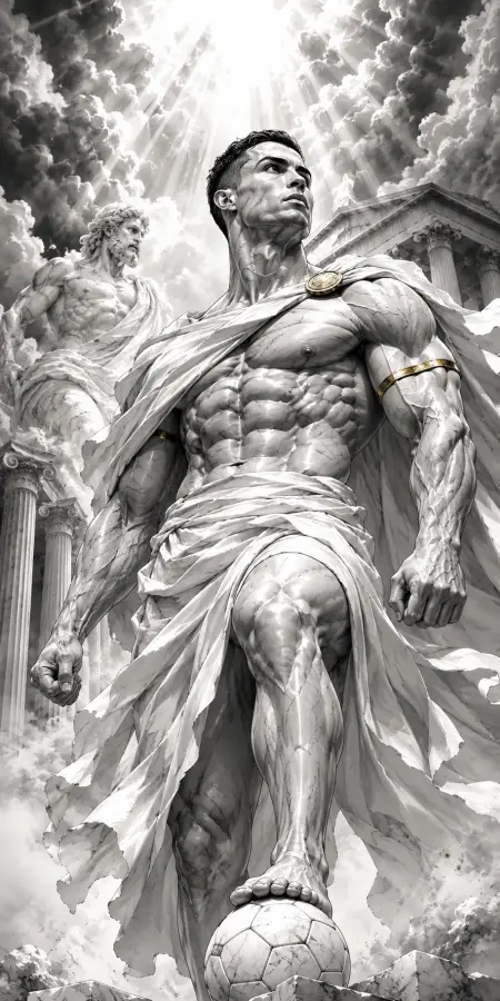 The Marble Titan - Cristiano ronaldo 4K wallpaper for desktop and mobile - Pixbee