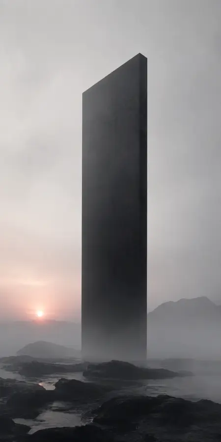 “The Monolith Between Silence and Dawn.” 4K wallpaper for desktop and mobile - Pixbee