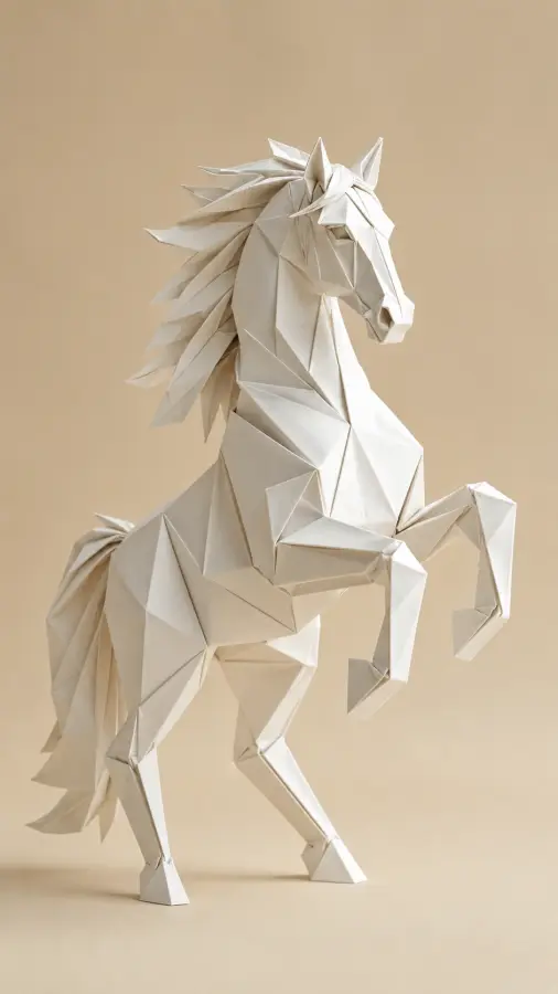 The Origami Stallion — Strength Folded into Art 🐎✨ 4K wallpaper for desktop and mobile - Pixbee