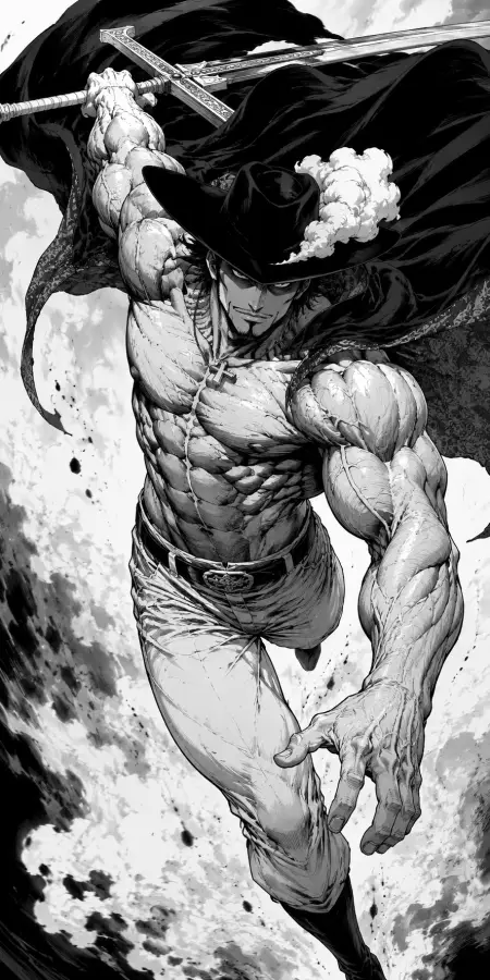 "The Phantom Swordsman of the Black Storm." - Mihawk 4K wallpaper for desktop and mobile - Pixbee
