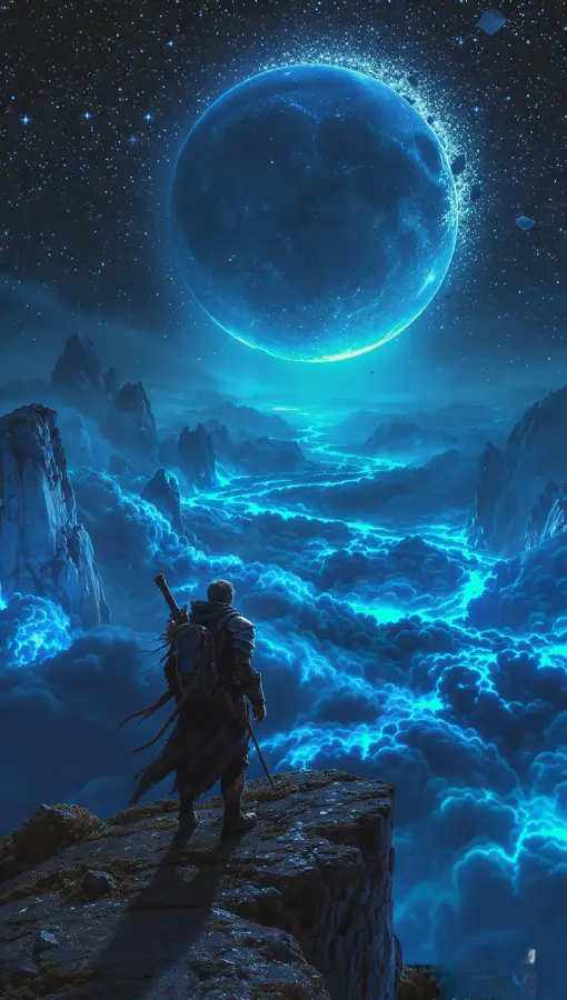 The Wanderer's Celestial Horizon 4K wallpaper for desktop and mobile - Pixbee