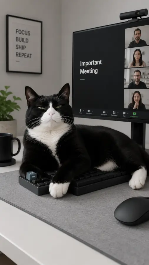 “This meeting could’ve been an email… and the cat agrees 🐈💻” 4K wallpaper for desktop and mobile - Pixbee
