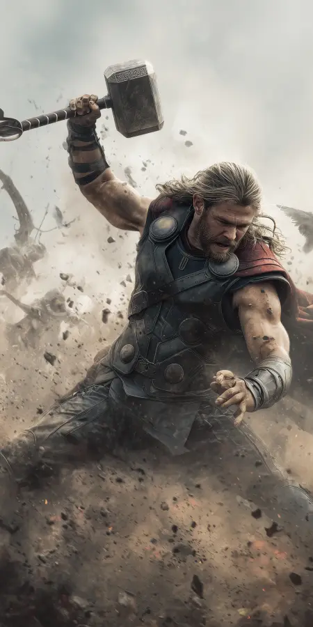 Thunder God Strike - Thor 4K wallpaper for desktop and mobile - Pixbee